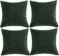 Fancy Homi 4 Packs Hunter Green Decorative Throw Pillow Covers 16x16 Inch for Couch Bed Sofa, Forest Green Boho Home Decor, Soft Plush Corduroy Cute Emerald Green Square Cushion Case 40x40 cm