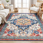 Rugflix 5x7 Area Rug for Living Room, Machine Washable Area Rugs with Non-Slip Backing, Large Soft Boho Vintage Rug for Bedroom, Dining Room, Low Pile Carpet, Kids Pet Friendly, Red