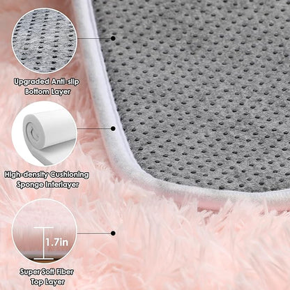 ONASAR Pink Area Rugs for Living Room Girls Bedroom, 5x8 Fluffy Bedside Throw Rug, Soft Cute Plush Shaggy Indoor Floor Carpet for Nursery Kids Boys Teen Dorm Office Home Decor Aesthetic