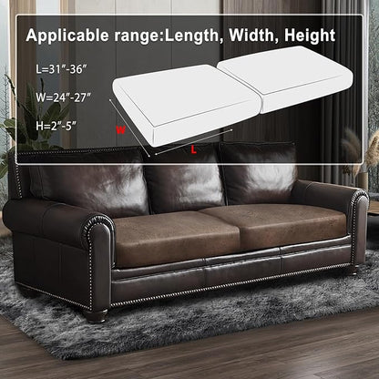Leather Look Couch Cushion Covers Sofa Seat Slipcovers Sets Couches Furniture Protector for Sectional Armchair Loveseat Pets Kids Stretch Spandex Fabric (2 Cushion Sofa, Light Brown)
