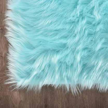 Latepis Blue Runner 2x5 Faux Sheepskin Rug Washable Fur Rug Living Room Carpet Plush Soft Rugs for Bedroom Office Fluffy Shag Rugs Room Decor Runner