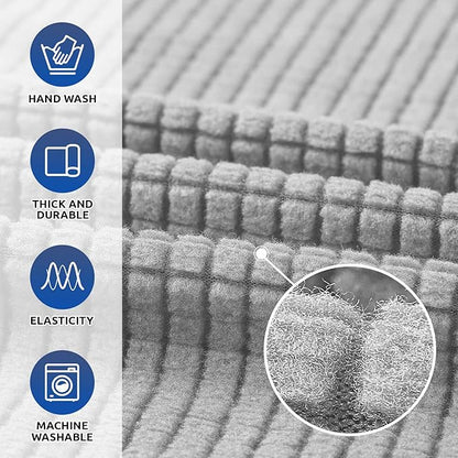 KEKUOU Stretch Single Sofa Slipcover 1 Piece Couch Sofa Cover (31"-55") Furniture Protector 1 Seater Sofa with Elastic Bottom for Kids,Pet.Jacquard Small Checked Pattern Fabric(Small,Silver)