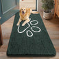 Smiry Dog Door Mat for Muddy Paws, Absorbent Dirt Trapper Non Slip Quick Dry Washable Chenille Mat for Mud Dogs, Entry Rug for Indoor and Outdoor (48x30 Inches, Green and White)
