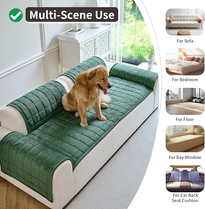 Couch Covers for Dogs Washable, Non Slip Couch Covers for Loveseat Sofa Pet Friendly, Soft Fuzzy Sofa Covers for Pet, Dog Couch Cover Furniture Protector(1PC,Green,27.6"x70.9")