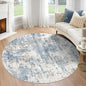 XLUEZ Round Rug 4ft for Bedroom, Washable Modern Abstract Circle Rug Neutral Soft Non Slip Kids Rug Stain Resistant Indoor Carpet for Living Room Nursery Playroom Dorm Girls Boys Room(Blue, 4' Round)