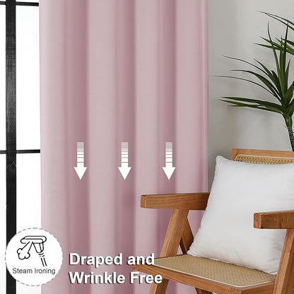 Simplebrand Ava Blush Short 36 Inches Blackout Curtain 2 Panels Set, Half Window Rod Pocket Privacy Curtain Tiers for Kitchen, Curtains Blackout for Bathroom Shades, W40 x L36 Inch, Blush