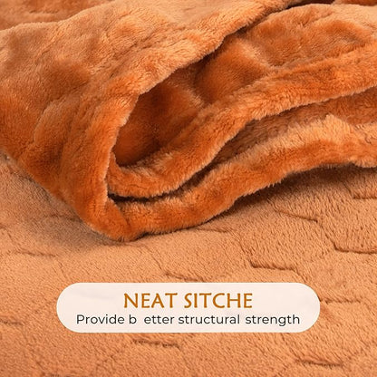 TOONOW Fleece Blanket Textured Fuzzy Plush Throw Blanket Twin Size 60" x 80", Super Soft Fluffy Bed Blanket Geometric Pattern Comfy Microfiber Flannel Blankets for Couch, Bed, Sofa,Pumpkin