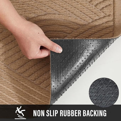 HIYARD Sturdy Front Door Mat, Absorbent Muddy Dirt Resist Welcome Door Mats Outdoor Indoor, Stain and Fade Resistant, Non-Slip Backing Entry Mat Low Profile Doormat for Entryway, 72×24, Beige