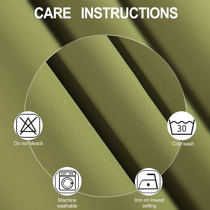 LEMOMO Blackout Curtains 52 x 90 Inch Long Olive Green Curtains Set of 2 Panels Room Darkening Curtains for Bedroom and Living Room