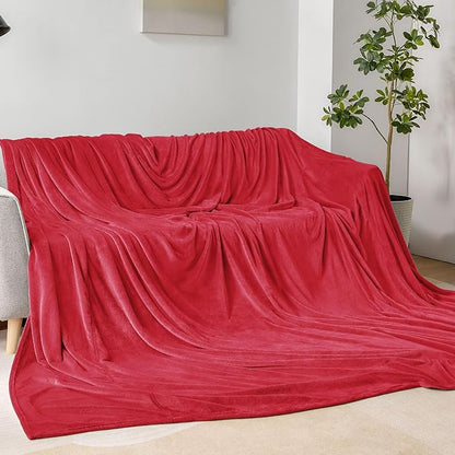 BEDELITE Big Fleece Blanket 120" x 120" (10' x 10'), Super Soft Fluffy Fuzzy Oversized King for Bed, Couch, Sofa, Camping, Extra Large Blanket Fits Your Whole Family, Red