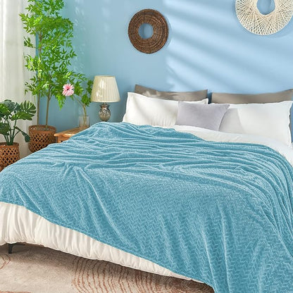 inhand Blue Throw Blanket, Super Soft Flannel Cozy Blankets & Throw for Adults, Lightweight Fuzzy Blanket, Warm Plush Blankets for All Season 50×60 Inches