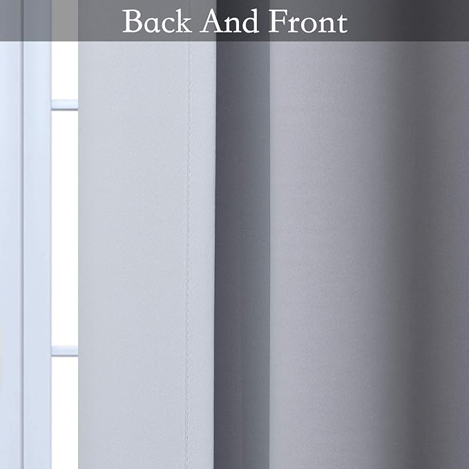 SimpleHome Ombre Room Darkening Curtains for Bedroom, Gradient Black to Grey White Light Blocking Thermal Insulated Grommet Window Curtain/Drapes for Living Room,2 Panels, 42x63 inches Length