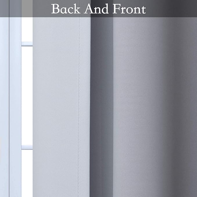 SimpleHome Ombre Room Darkening Curtains for Bedroom, Gradient Black to Grey White Light Blocking Thermal Insulated Grommet Window Curtain/Drapes for Living Room,2 Panels, 42x84 inches Length