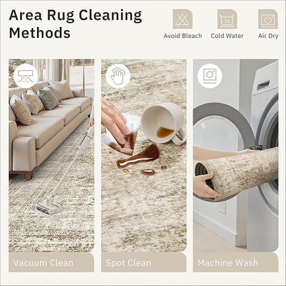 Runner Rug 3x12 Washable Non-Slip Hallway Runner Rugs for Kitchen Bathroom Laundry Room Brown Vintage Floor Carpet Runners for Hallways Entryway