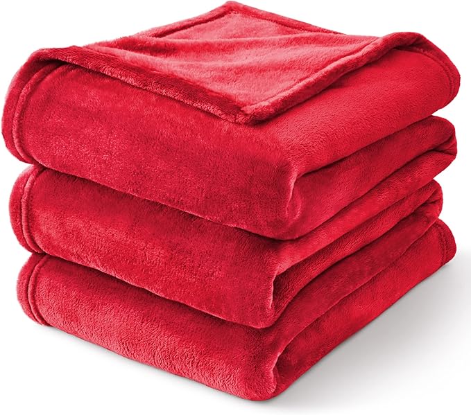 BEDELITE Fleece Blankets Queen Size Red Throw Blankets for Bed, Luxury Plush Cozy Fuzzy Blanket 90x90 inches, Super Soft Warm Lightweight Throw Blanket All Seasons Suitable