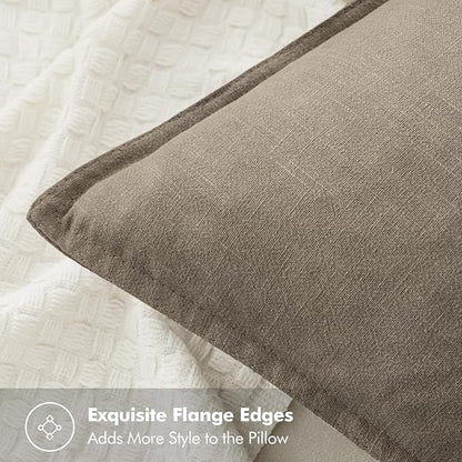 MIULEE Decorative Linen Pillow Covers 20x20 Inch Tan TaupeBoho Farmhouse Neutral Winter Couch Throw Pillows for Bed Pack of 2 Accent Modern Pillowcase Sofa Livingroom Home Decor
