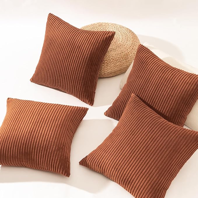 Topfinel Decorative Terracotta Throw Pillow Covers Cushion Cases, Set of 4 Soft Velvet Modern Double-Sided Designs, Rustic Home Decor, Pillow Inserts Not Included (16x16 inch)