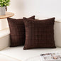 Pack of 2 Corduroy Decorative Throw Pillow Covers 16x16 Inch Soft Striped Pillow Covers Modern Farmhouse Home Decor for Sofa Living Room Couch Bed（Dark Brown）