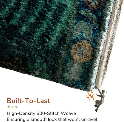 OPPODREAM Animal Soft Area Rugs 5x7, Washable Green Rug with Non Slip Backing, 5 x 7 Faux Cashmere Low-Pile 5x7 Carpet