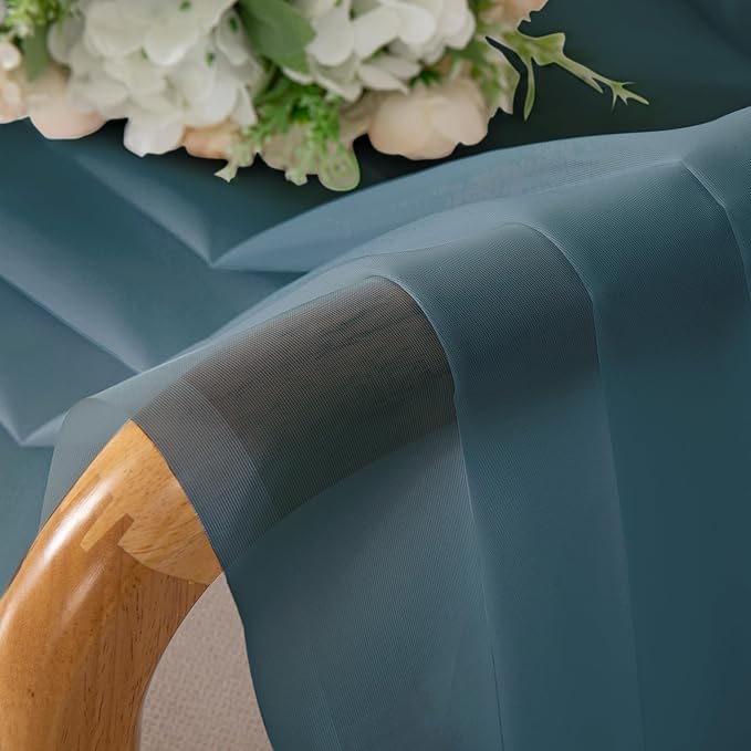 OVZME 2 Pieces Dusty Blue Sheer Curtains 84 inches Long-Lightweight Soft Window Treatment Panels for Master Room/Living Room, 2 Panels=84" W, Each W42 x L84