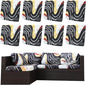 8Pcs Outdoor Cushion Covers, Patio Cushion Covers,Stretch Elastic Slipcovers, Replacement Washable & Reusable Furniture Protector for Patio Couch (Black River-Pattern,Cover Only)
