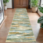 Lansny Modern Abstract Hallway Runner Rug, Green Mustard Multi Washable Kitchen Runner Non-Slip Soft 2x8 Runner Rug Thin Print Faux Wool Carpet for Entryway Bedroom Laundry Room Indoor Home Decor