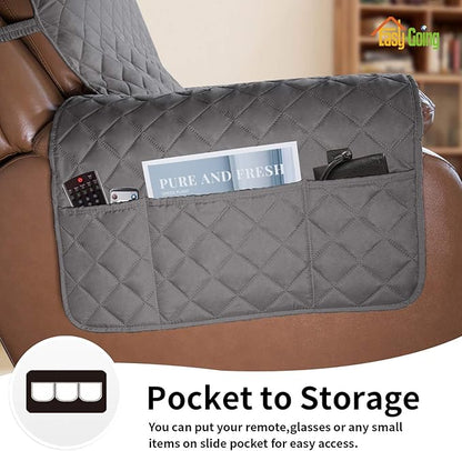 Easy-Going Oversized Recliner Cover Reversible Couch Cover Sofa Cover for Living Room Water Resistant Furniture Protector with Elastic Straps for Pets Dog (Oversized Recliner, Gray/Gray)