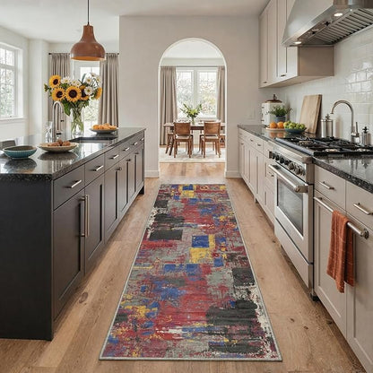 BEIMO Area Rugs 5x7 for Living Room Bedroom, Modern Abstract Machine Washable Rug, Large Soft Low Pile Floor Carpet with Non Slip Backing for Dining Room, Vivid Mix