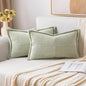 MIULEE Spring Decorative Lumbar Throw Pillow Covers for Couch Bed Livingroom 12x20 Inch Set of 2 Light Green Boho Accent Throw Pllows Broadside Striped Patchwork Soft Corduroy Summer Pillowcases