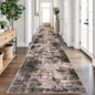 IOHOUZE Abstract Runner Rug 3x18 Ft Washable Runners for Hallways, Non Slip Kitchen Runner Printed Faux Wool Entryway Runner Indoor, Modern Abstract Floor Carpet for Hall Stair, Brown/Rust