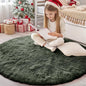 OLANLY Olive Green Round Rugs for Bedroom - Machine Washable, 4 ft Circle Area Rugs for Living Room, Soft and Fluffy Shaggy Carpet for Teen Girl and Boys, Nursery Rooms, Dorms, Home Decor Aesthetic