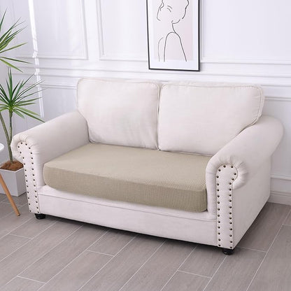 hyha Waterproof Couch Cushion Covers for Pets, Non Slip Sofa Seat Cover for Dogs Washable, Soft Thick Stretch Jacquard Fabric, Sofa Slipcovers with Elastic Bottom (1 Piece for Medium, Taupe)