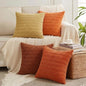 Fancy Homi Set of 4 Burnt Orange Fall Boho Decorative Throw Pillow Covers 22x22 Inch for Couch Bed Sofa, Aesthetic Modern Bohemian Room Decor, Soft Fuzzy Cozy Corduroy Textured Cushion Case 55x55cm