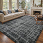 5x7 Ft Large Shag Rugs for Bedroom Living Room, Tie Dyed Ultra Soft Fluffy Furry Area Rug for Indoor Floor, Aesthetic Carpet for Home Decor (Grey)