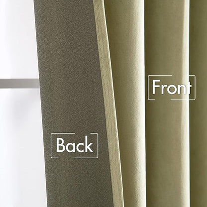 MIULEE Velvet Curtains 96 inches 2 Panels - Luxury Blackout Curtains for Bedroom Living Room Thermal Insulated Super Soft Window Drapes Rod Pocket & Back Tab, Sage Green, W52 x L96 inches
