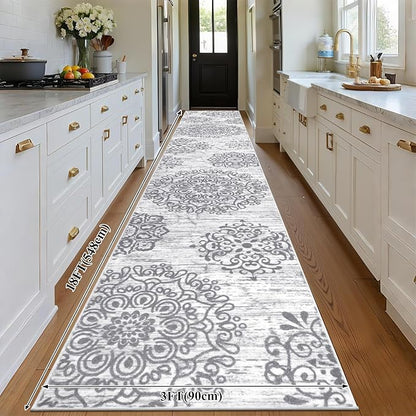 HEBE Hallway Runner Rug 3'x18' Washable Vintage Distressed Area Rugs Non Slip Laundry Rug Runner Boho Floor Carpet Runners for Hallways Entryway Laundry Room Kitchen Bathroom