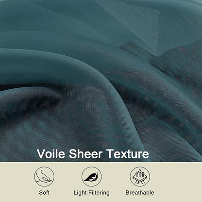 Sheer Dusty Blue Curtains for Bedroom Living Room 54 Inch Length 2 Panels Set, Solid Soft Airy Light Filtering Window Treatments, Modern Rod Pocket Drapes, Dusty Blue, 42" Wx54 L Inches