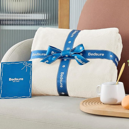 Bedsure GentleSoft Fleece Blanket Twin Size Cream - 300GSM Lightweight Plush Fuzzy Cozy Soft Warm Blanket for Bed, Sofa, Couch, Travel, Camping, 60x80 inches