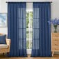 BGment Linen Navy Blue Curtains 96 Inches Long for Living Room 2 Panels Set, Semi Sheer Window Drapes Floor Length Light Filtering for Bedroom Dining with Rod Pocket Lightweight, Each 52 Inch Wide