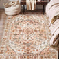 SERISSA Area Rug 3x5 Boho Peach Cream Rugs for Bedroom, Washable Kitchen Rugs Non-Slip, Ultra Soft Print Distressed Vintage Entry Rug Low-Pile Throw Rug Carpet for Nursery Living Room Dorm Decor