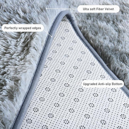 Runner Rugs for Bedroom 2x6 Rug Runners for Hallways Non Slip Soft Shag Bedside Rug, Fluffy Area Rug Throw Rugs for Living Room, Floor Carpet Runner for Nursery Kids Dorm, Light Grey