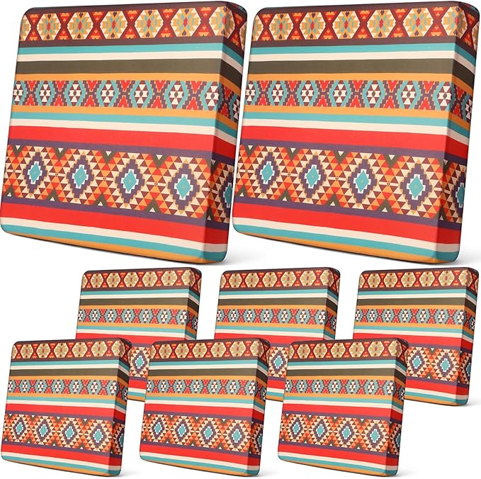 Newwiee 8Pcs Patio Cushion Covers Stretch Outdoor Cushion Cover Replacement for Patio Furniture Sofa Couch Slipcovers, Soft Flexibility Washable Furniture Protector(Argyle,Vintage Color)