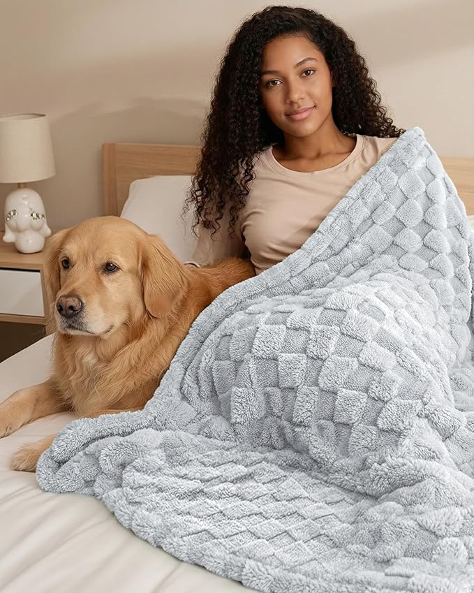 Utopia Bedding Cool Grey Checkered Fleece Queen Blanket for Couch or Bed, Soft Plush Cozy Blanket for Women and Men, Ultra Comfy Travel-Friendly Bed Throws for Relaxation, 90x90 Inches
