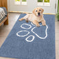 Smiry Dog Door Mat for Muddy Paws, Absorbent Dirt Trapper Non Slip Quick Dry Washable Chenille Mat for Mud Dogs, Entry Rug for Indoor and Outdoor (47x32 Inches, Airy Blue and White)
