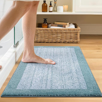 Bathroom Rugs 24x17 Non Slip Washable, Dusty Blue Bath Mat for Bathroom Floor Tub, Soft Absorbent Quick Dry Mats for Shower, Bathtub,Home Decor