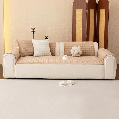 Velvet Couch Covers for Dogs, Dog Sectional Couch Covers, Pet Couchs Cover for 3-4 Seater, Couchs Protector for Dogs, Sectional Sofa Cover for Pet Washable(1PC,Khaki,27.6"×82.7")