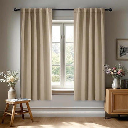 Deconovo Blackout Curtains, Thermal Insulated, W42 x L54 2 Panels, Back Tab, Machine Washable, Room-Darkening Drapes for Bedroom/Living Room Khaki