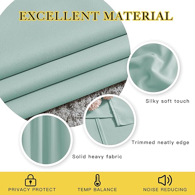 NICETOWN Blackout Curtain Panels 72 - Window Treatment Energy Saving Thermal Insulated Solid Grommet Blackout Drapes for Living Room (Aqua Blue, 1 Pair, 46 by 72-Inch)