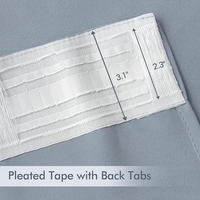 MIULEE Light Blue Back Tab Blackout Curtains 102 Inch Long 2 Panels Set for Bedroom, Rod Pocket/Pinch Pleated Thermal Insulated Living Room Darkening Light Blocking Floor to Ceiling Drapes