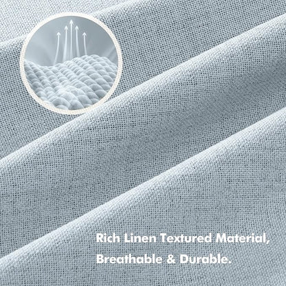 MIULEE 100% Blackout Linen Curtains for Bedroom, Chambray Blue Solid Luxury Decor Thermal Insulation Room Darkening Drapes for Living Room Nursery Back Tab Rod Pocket 42 x 90 Inches, 2 Panels